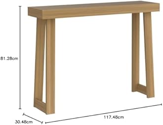 Plank+Beam Solid Wood Console Table, 46 Inch, Sofa Table, Narrow Entryway Table for Hallway, Behind The Couch, Living Room, Foyer, Easy Assembly, Pecan