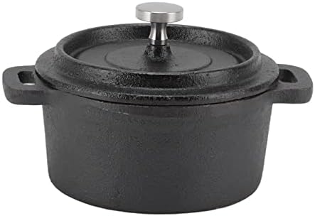 Cast Iron Dutch Oven with Lid Outdoor Deep Camp Pot for Camping Fireplace Cooking BBQ Baking Campfire(Diameter3.9in)