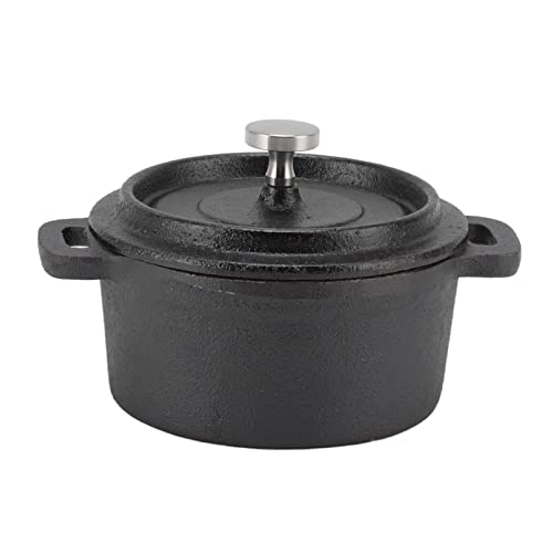 Horno Holandés, Olla de Hierro Fundido con Tapa de Hierro Fundido Doble Horno Holandés Espesado Tradicional para Cocinar Lenta, Asados, Arroz, Pasta, Sopas (Diámetro 20 CM)