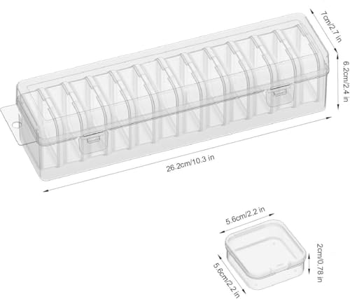 Image of Transparent Jewellery & Accessories Storage Box with Removable Compartments - Multi-Grid Plastic Organizer Case for Earrings, Beads, Rings, Craft Supplies and Small Items Storage (12 box)