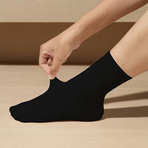 YOUNGTIME Cotton Thin Athletic Ankle Socks,12 Pairs, Black, Size 5-9 - image 2