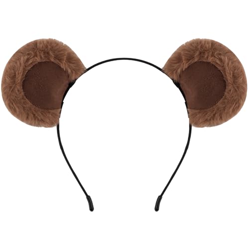 Tihebax Bear Ears Headband for Adult Women Brown Chipmunk Ears for Women Furry Animal Ear Headbands Cosplay, Parties, Halloween