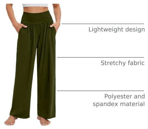 Image of Gracyoga Wide Leg Yoga Pants for Women Casual Loose Cozy Sweatpants High Waisted Lounge Pajama Flowy Pants With Pockets