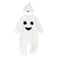Generisch Costume Fantasma da Neonato Tuta con Cappuccio, Costume Halloween Fantasma Manica Lunga Tutina di Halloween per Neonato, Unisex,per Party Carnevale Cosplay