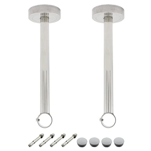 2 Pack Ceiling Mount Bracket, Stainless Steel Wardrobe Pipe Bracket Rod Holder Ceiling Holder...