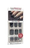 Kiss imPress Press-On Manicure Black Short Length Gel Nails #71501 Text App