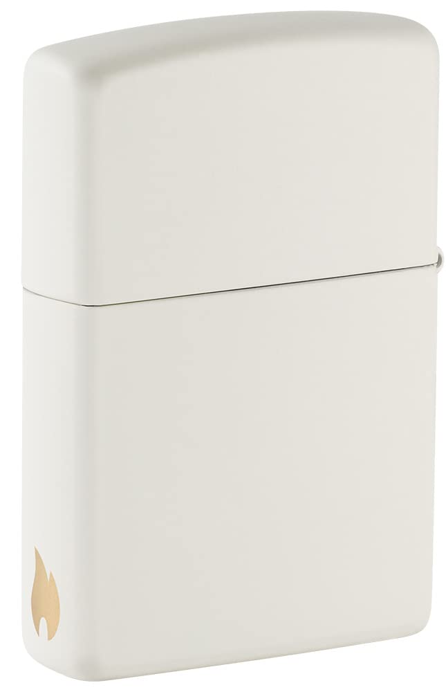 Zippo Accendino in metallo, bianco opaco, con logo, taglia unica