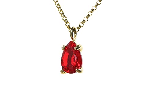 Collier rubis véritable avec pendentif poire pour femme