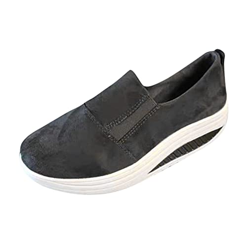 Woaikeyu Compensé - Zapatillas de deporte para mujer, color liso, Negro , 40 EU