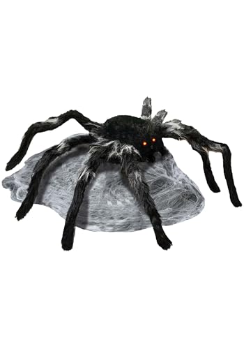 Jumping Black Spider Animatronic | Halloween Decoration with Bendable Legs,
