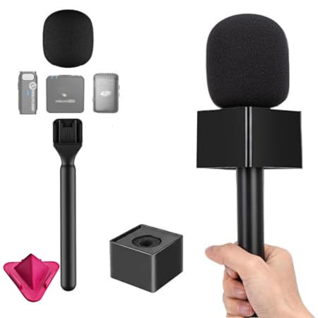 Lucky Gadgets World Handheld Interview Mic Adapter Stick with Logo Flag | Square Mic Flag, Foam Windscreen Included, 23.8cm Grip Length, Noise Reduction, Universal Fit-image-10