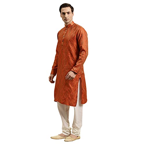 Sojanya (Since 1958 Men'S Jacquard Silk Kurta3