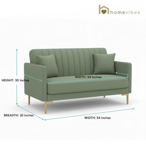 Image of 2 Seater Velum Fabric Sofa Set for Living Room, Modern Design with High Density Foam, Solid Wood Frame, Ergonomic Comfortable Seating for Home & Office (Frosty Green, 2 Seater) | Soft foam comfort