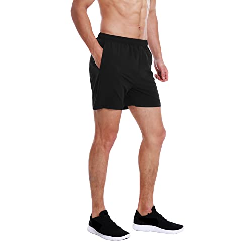 Image of EZRUN Men's 5 Inches Running Workout Shorts Quick Dry Lightweight Athletic Shorts with Liner Zipper Pockets