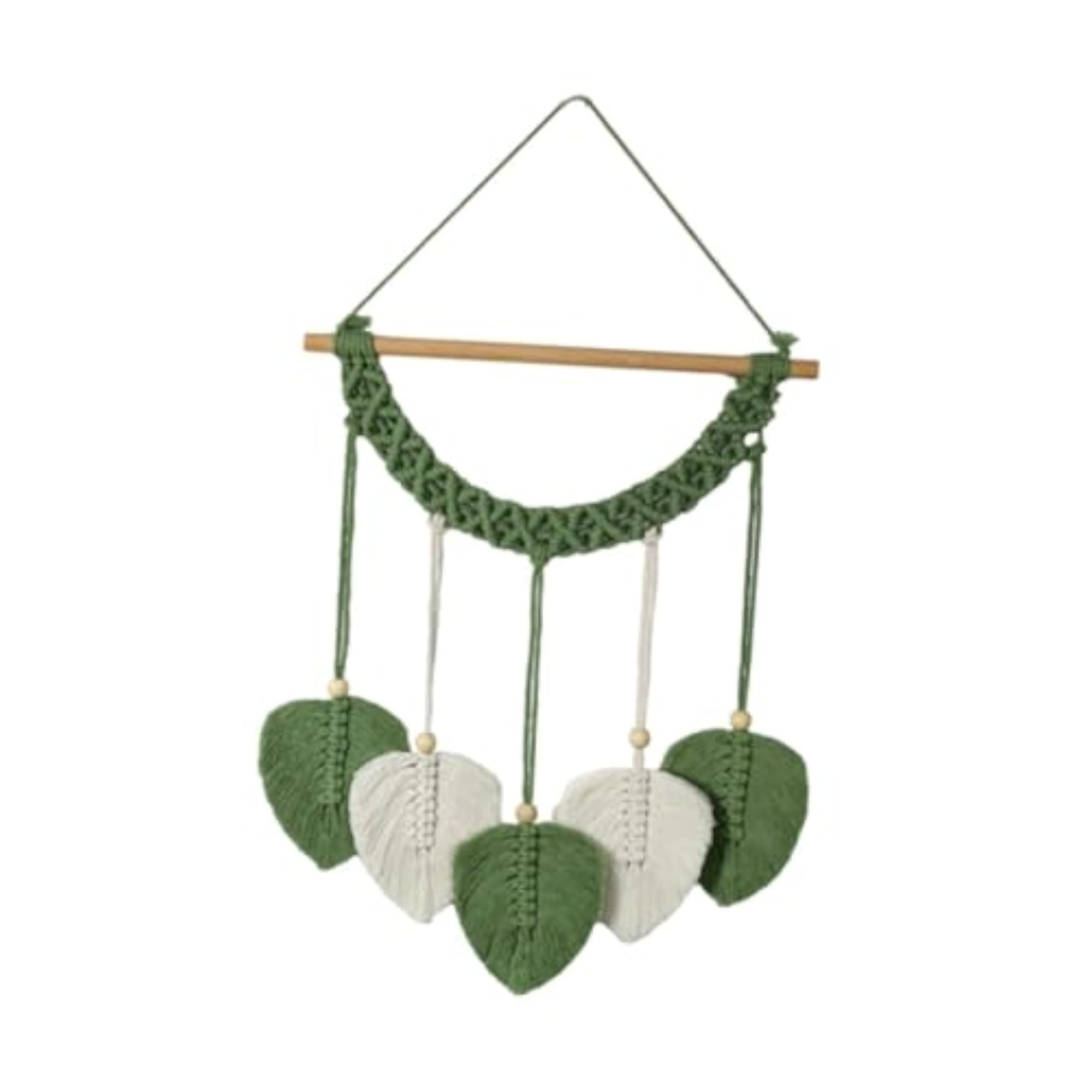 Macrame Wall Hanging Leaves Tapestry Chic Green