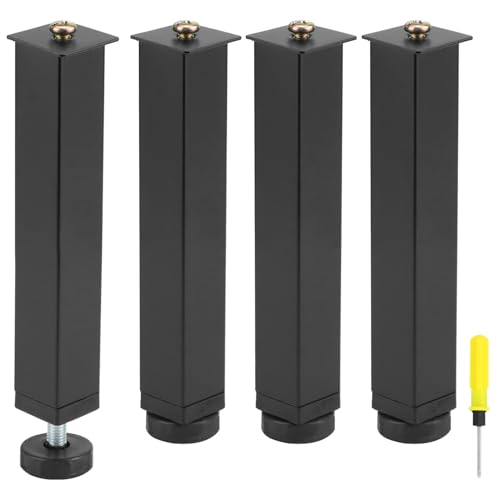 QWORK® Lot de 4 Pieds Réglables 20-22 cm pour Sommier à Lattes - en Acier Robuste - Vis Incluses