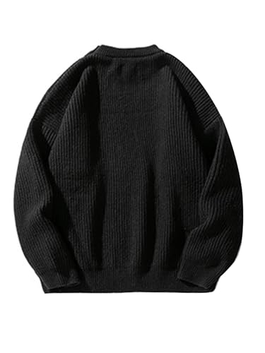 Mens Solid Striped Sweater Unisex Streetwear Casual Sweater Crewneck Aesthetic Sweater Loose Jumper Pullover2