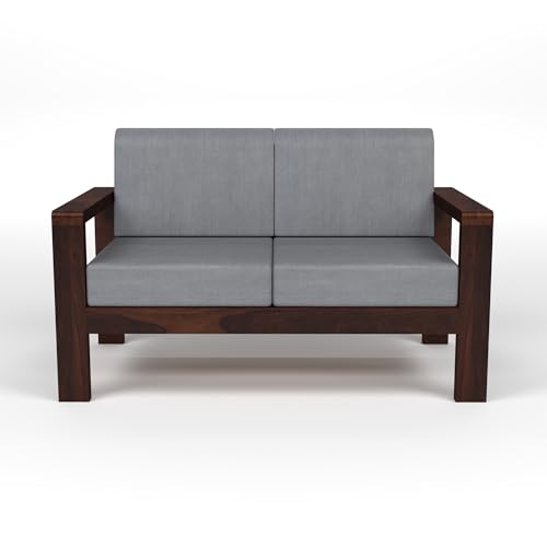 Image of KINGS HOME FURNITURE Sheesham Wooden 4 Seater Sofa for Living Room | Solid Wood Sofa | Rosewood Sofa Set for Home & Office | Lounge (Walnut Finish, 4 Seater)