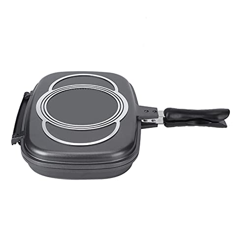KIMISS Double-Sided Portable BBQ Grill Pan, Frying Flip Double Sided Non Stick Barbecue Cooking Sided Stick Home Kitchen Kitchen Dining Cookware Pots Pans Pans Safe Anti Scalding Handle