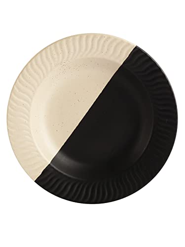 Image of Miah Decor Ceramic Handcrafted Pasta /Salad Plate(9.5 inch Dia) -Pack of 1|The Raat-Din Stoneware Collection| Microwave & Dishwasher Safe