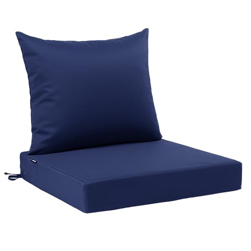 Image of Favoyard Outdoor Patio Seat Cushions Set, 24 x 24 Inch, Waterproof, Blue