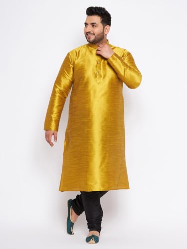 Image of Vastramay Plus Men's White Silk Blend Kurta Pyjama Set VPLUSMKWH001nPBL 44 | Independence Day