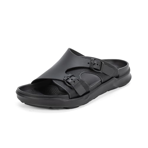 JOMIX Badelatschen Herren - Sommer rutschfeste Badeschuhe Weicher Sandalen Hausschuhe Slippers mit Verstellbar Schnalle ...