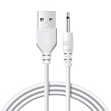 YFFSFDC ハンディマッサージャー用USB充電ケーブル 交換用 1m 吸うやつのコード 高速DC充電ケーブル デンマ充電コードなどにも対応 直径2.5mm、長さ17mm 電マアタッチメント付き（5 V/1 Aより大きい充電器は使用しないでください） (2.5mm*17mm 白 1本)