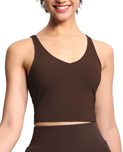 Image of THE GYM PEOPLE Womens' Sports Bra Longline Wirefree Padded with Medium Support