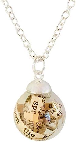Antique Bible Pages Glass Pendant Necklace Unique Handmade Christian Easter Faith Religious Gifts for Women with Bible Quote Card by Dorinta