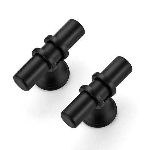 Image of Ravinte 5 Pack Single Hole Cabinet Pulls Kitchen Cupboard Handles with Round Base Matte Black Drawer Pulls Cabinet Handles 2 inch Length