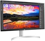 LG UHD IPS Monitor 32” UHD (3840 x 2160) Display, DCI-P3 95% Color Gamut, 3-Side Virtually Borderless Display, Height/Tilt Adjustable Stand, Built-in Speaker, 32UN650K-W, White