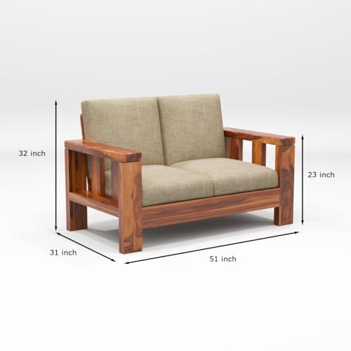 Image of KINGS HOME FURNITURE Sheesham Wooden 7 Seater Sofa Set for Living Room | Solid Wood Sofa | Rosewood Sofa Set for Home & Office | Lounge (Honey, 7 Seater)