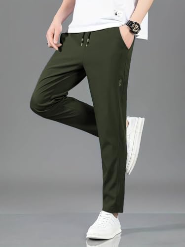 Image of TAGDO Men's Loose Fit Solid Color Polyester Drawstring Sports Pants - Casual, and Comfortable for Outdoor Activities (5186)