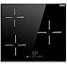 Karinear Piano cottura a induzione 60 cm integrato a 3 zone con controllo touch e funzione boost, vetro nero, filo fisso, senza spina