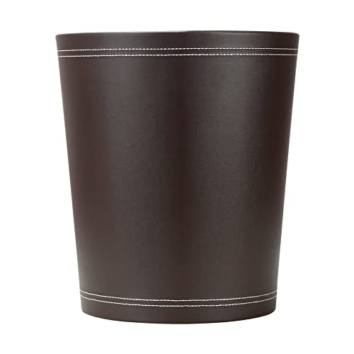 KINGFOM™ Klassisch Leder Papierkorb für Büro/Badezimmer/küche/Schlafzimmer (Braun)
