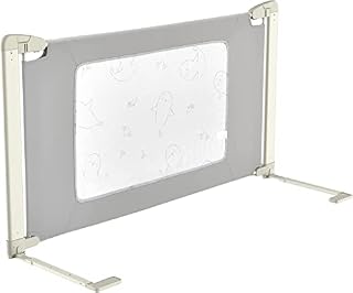 GYMAX 150cm Bed Rail, Vertical Lifting Toddler Safety Protection Guard, Anti-Fall Gate Mesh Guardrail for Baby Kids