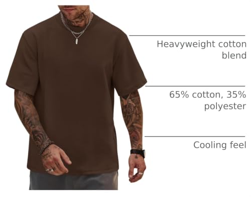 Image of Herberton Mens Oversized T-Shirts Heavyweight Cotton Stretch Fashion Thick Tee Tops (S-3XL)
