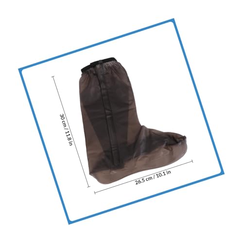 Happyyami 1 par de cubiertas impermeables para zapatos de PVC, cubre zapatos antideslizantes para ciclismo, diseño de tubo alto, duradero y fácil de limpiar, color café miniatura 4