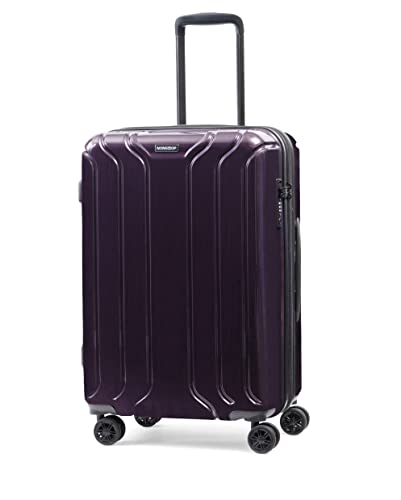 NONSTOP New York Elite Luggage Expandable Lightweight Spinner Wheels hard side shell Travel Suitcase Set, TSA Lock, Double USB Port, 3 packing cubes, Plum, 3-piece Set (20/24/28)3