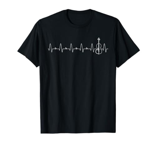 Violin Corner Heartbeat Violin T-Shirt - Unisex-Adult, Black, Small, Short Sleeve, Cotton Blend, Crew Neck, Classic Modern, Graphic, Music, Printed T-Shirt