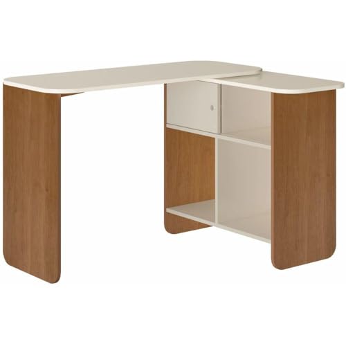 Escrivaninha em L, reta ou fechada Tampo com rotação 4 nichos NOM...