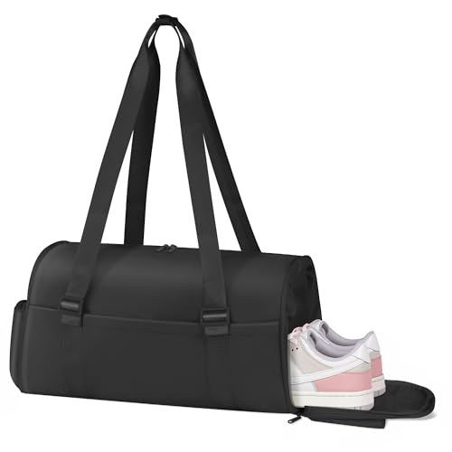 Gym Bag for Women with Shoe Compartment, Waterproof Travel Duffle Bag with Wet Compartment, Small Gym Bag for Sport & Workout & Swimming & Daily Use - TILYMOL
