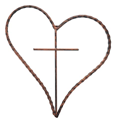 Top Brass Metal Heart/Cross Wall Decor - 12