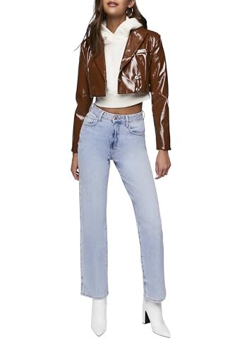 Forever 21 Womens Faux Patent Leather Cropped Blazer4