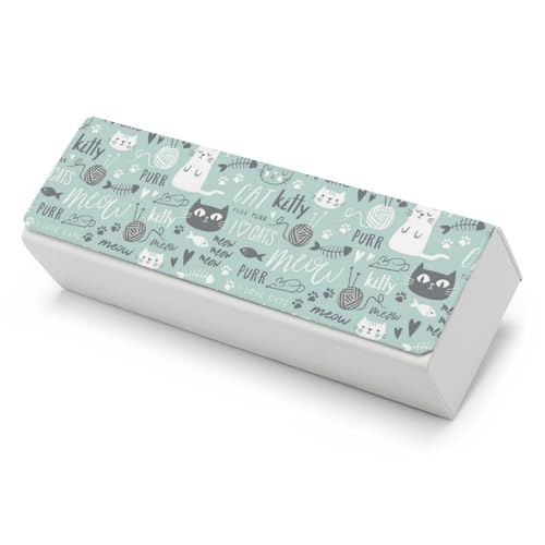 Étui à lunettes de soleil chat vert rigide pour homme femme
