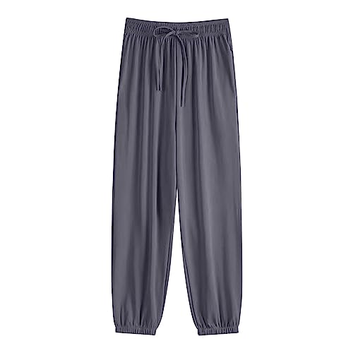 Pantalones de yoga de algodón para mujer con bolsillos, pantalones para exteriores, pantalones azules con rayas rojas, pantalones deportivos de algodón fino para mujer, pantalones cortos de trabajo