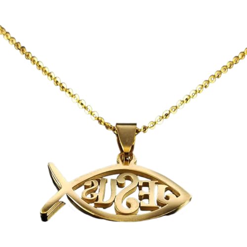 Collier de poisson Ichthys colliers pendentifs bijoux joyas de acero femme en acier inoxydable