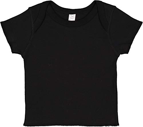 RABBIT SKINS, Baby Soft Lap Shoulder Short Sleeve T-Shirt, Black, 12 Months