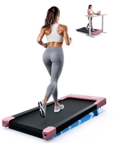 Image of DeerRun Under Desk Walking Pad Treadmill for Home Office & Small Spaces, 6% Manual Incline, 0.6-3.8 MPH Walking Speed, 2.5 HP, 300 lb Capacity, App & Remote Control